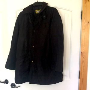 Black CTR overcoat for men with removable lining.